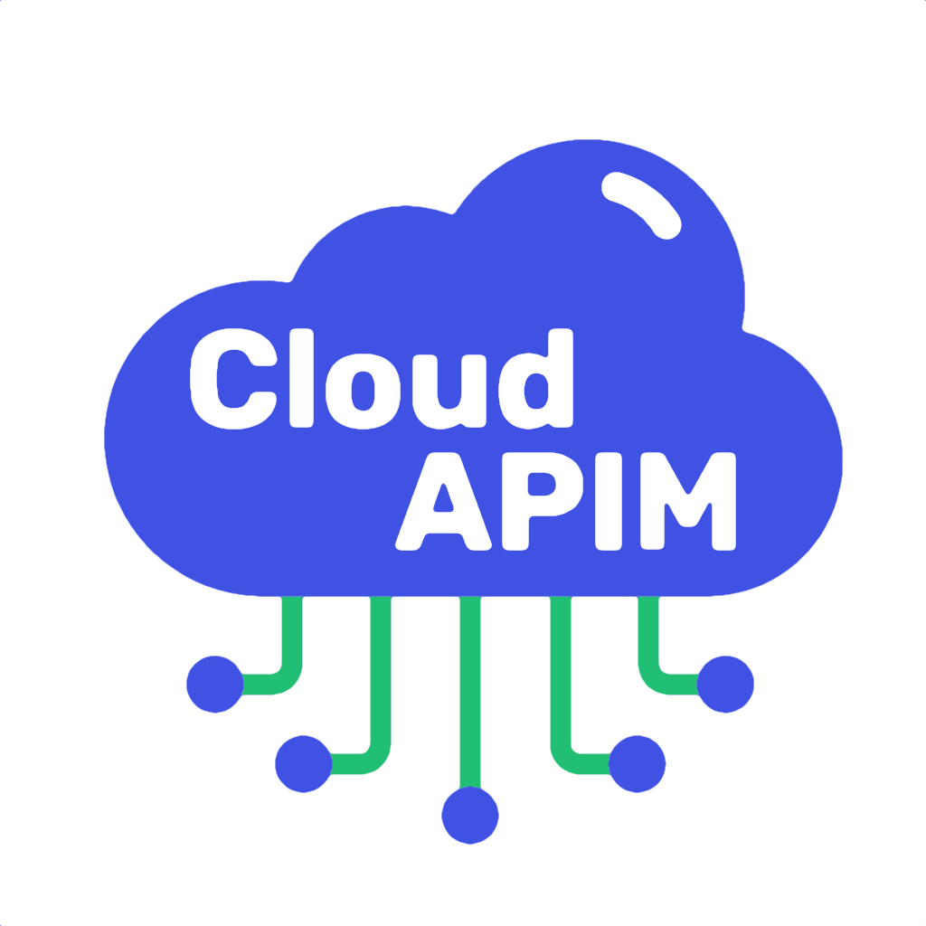 Cloud APIM logo, a cloud containing the words Cloud APIM with several connector threads falling from it and going in various directions